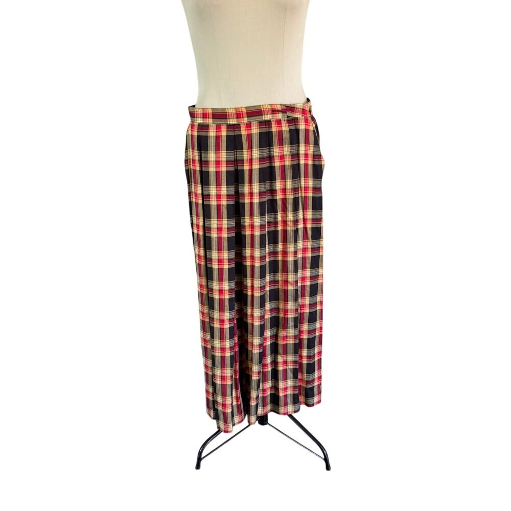 Vtg Calvin Klein Red Black Plaid Max Skirt Sz 8 Academia 90s Grunge